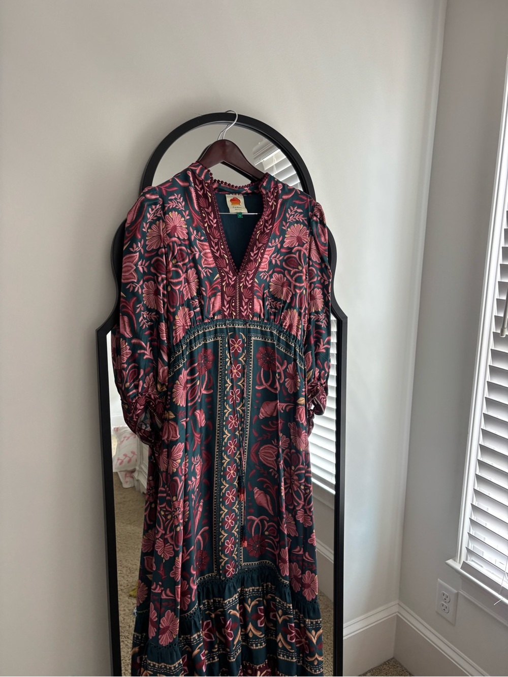 FARM Rio Teal and Pink Floral Maxi Dress